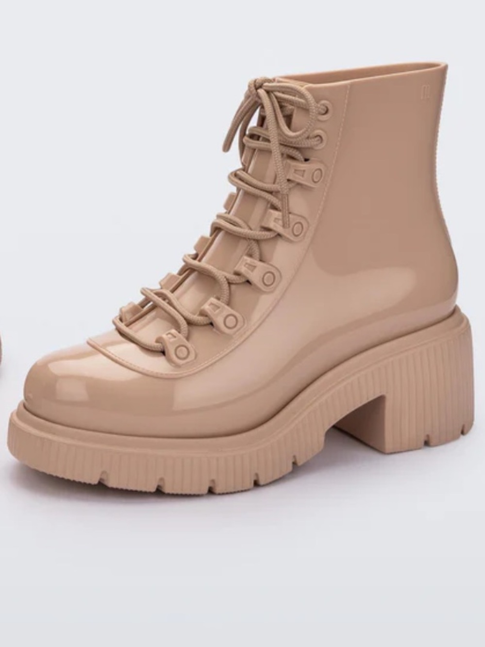 Melissa Lace-Up Chunky platform Ankle Boots in Nude Beige - brand new in box